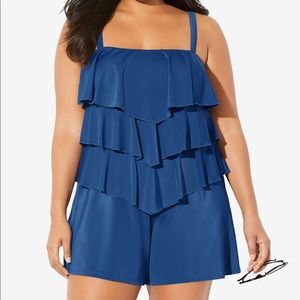 Fit 4 U, Blue Twilight Swim Romper NWT, 22W